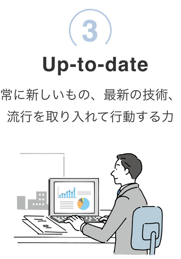 常に新しいもの、最新の技術、流行を取り入れて行動する力